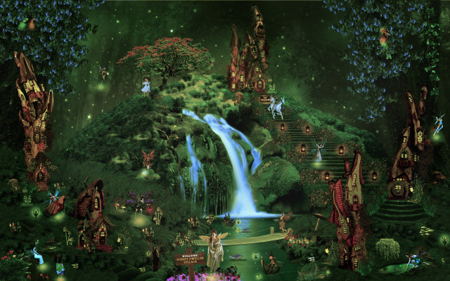 Waterfall fairy tale scene christmas free wallpaper - medium preview image