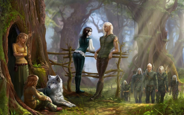 People forest tree wolf group free wallpaper - medium preview image