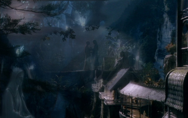 Woman forest building man standing free wallpaper - medium preview image