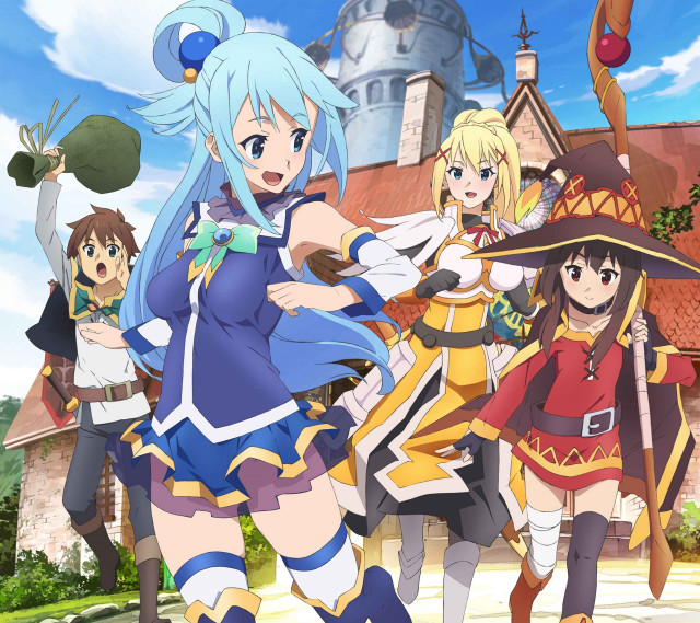Anime girls castle background group free wallpaper - medium preview image