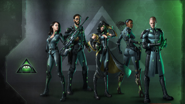 Group people room green lighting free wallpaper - medium preview image