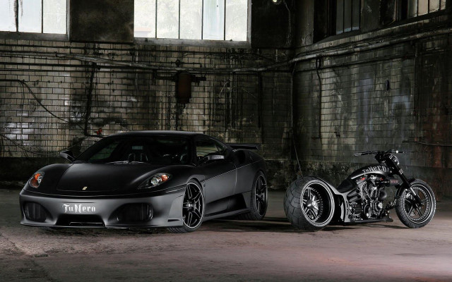 Black sports car motorcycle garage #3 free wallpaper - medium preview image