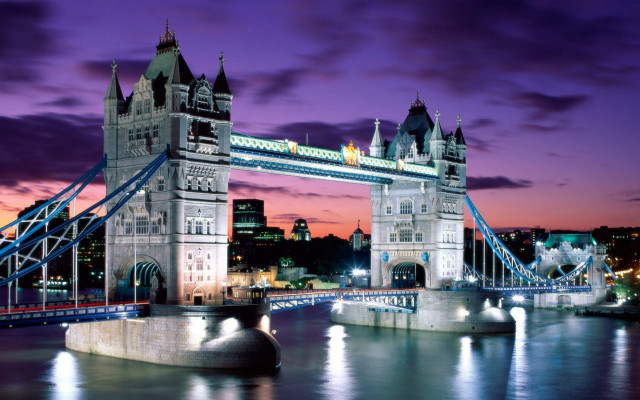 Bridge water purple sky background #7 free wallpaper - medium preview image
