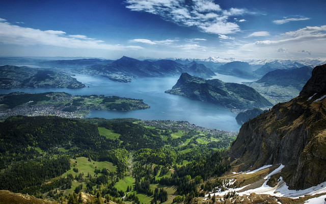 Mountain range lake snowy background free wallpaper - medium preview image