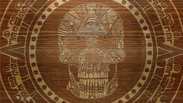 Wooden skull geometric psychedelic symmetrical free wallpaper - medium preview image