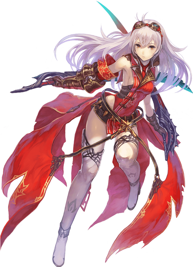 Woman white hair red cape free wallpaper - medium preview image