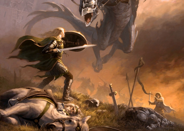 Knight demon fighting cow sword free wallpaper - medium preview image