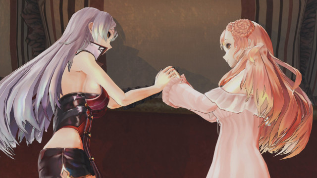 Anime girls touching hands curtain free wallpaper - medium preview image