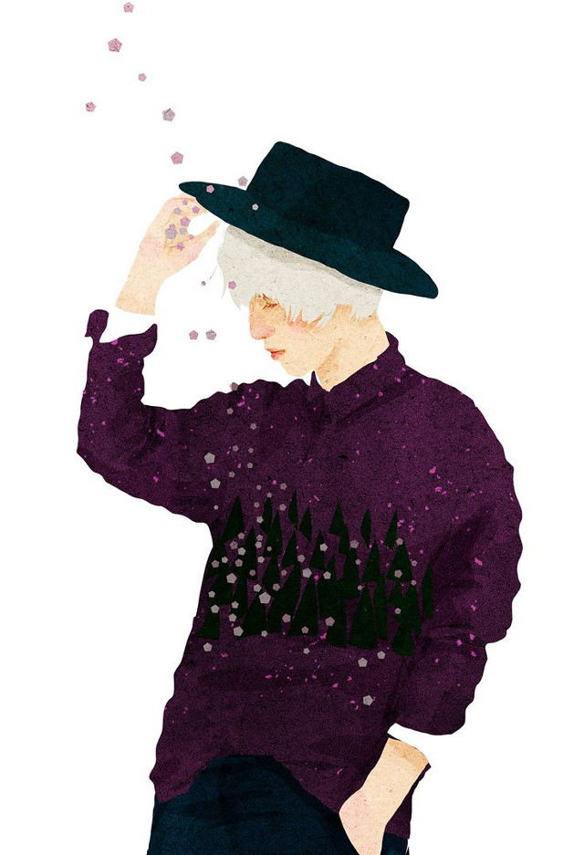 Man hat purple sweater trees free wallpaper - medium preview image