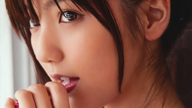 Woman toothbrush window smiling outside free wallpaper - medium preview image