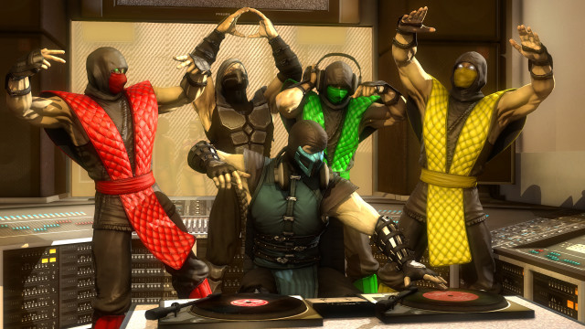 Costumed men record player sound free wallpaper - medium preview image