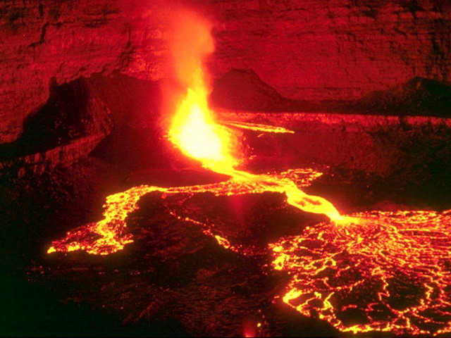 Lava flow bright red glow free wallpaper - medium preview image