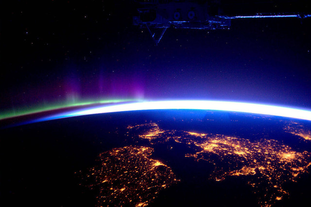 Earth lights glowing brightly dark free wallpaper - medium preview image