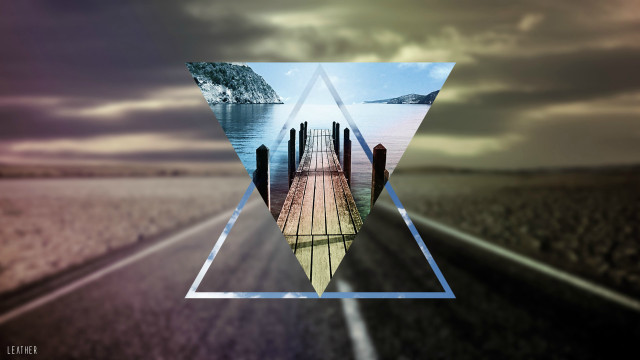 Bridge boat ocean sky geometric free wallpaper - medium preview image