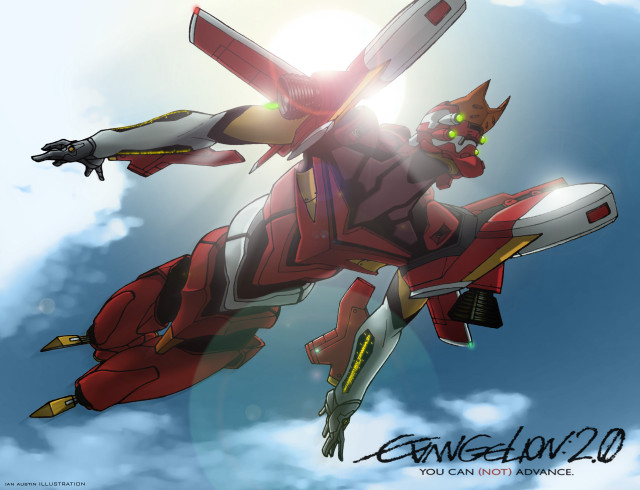 Red white robot flying sky free wallpaper - medium preview image