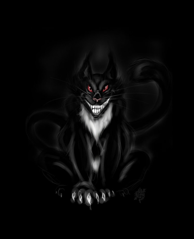 Black cat red eyes fangs free wallpaper - medium preview image
