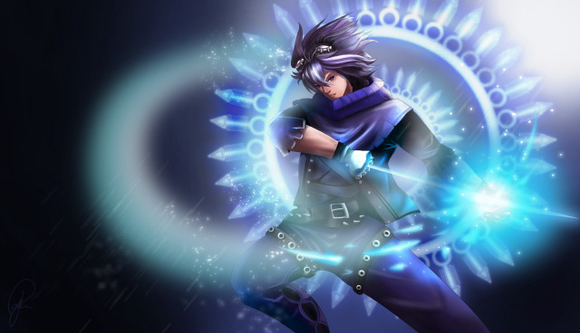 Man blue outfit blue light free wallpaper - medium preview image