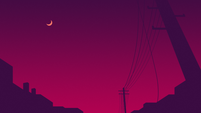 Street power lines crescent moon free wallpaper - medium preview image