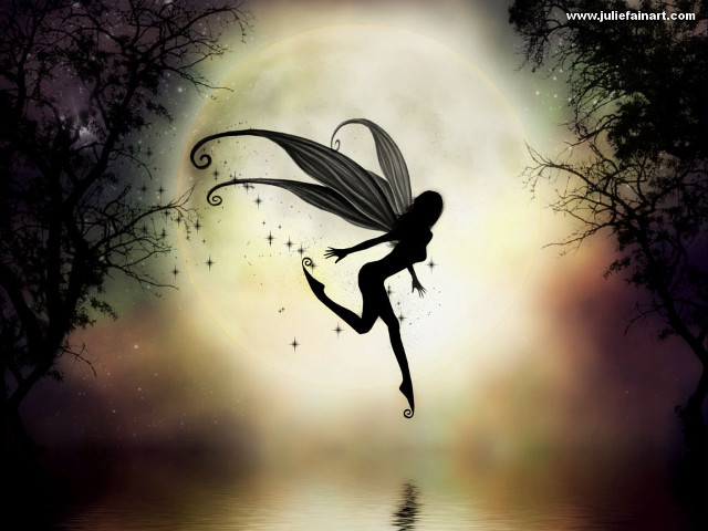 Fairy flying lake full moon free wallpaper - medium preview image