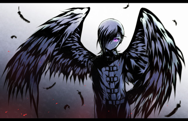 Black wings manga gothic angel free wallpaper - medium preview image