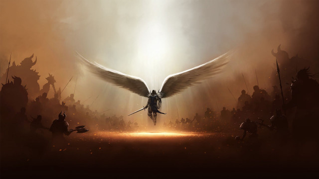 Person wings sword air group free wallpaper - medium preview image