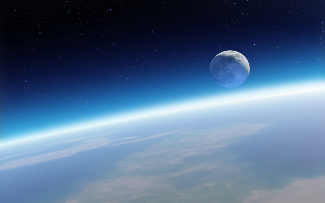 Earth view space moon stars #2 free wallpaper - medium preview image