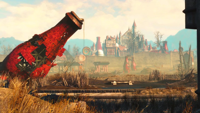 Red object field castle sky free wallpaper - medium preview image