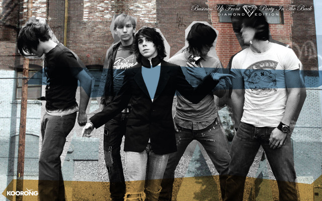 Young men graffiti building blue free wallpaper - medium preview image