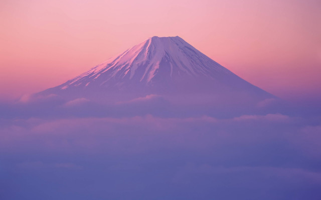 Snowy mountain pink sky clouds free wallpaper - medium preview image