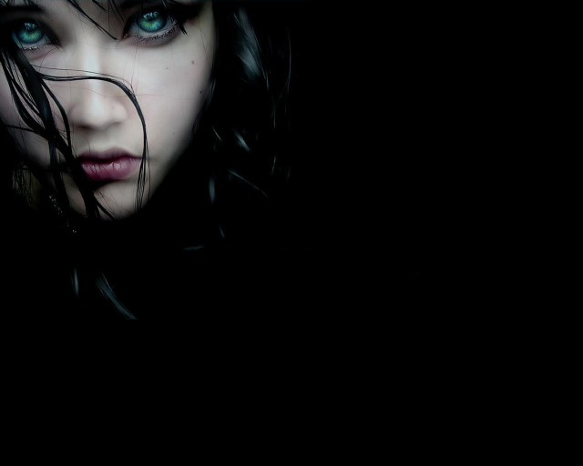 Gothic portrait blueeyes blackhat tears free wallpaper - medium preview image