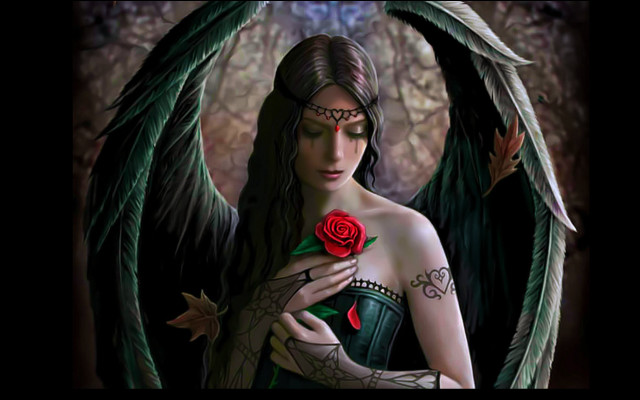Woman rose wings neck arm free wallpaper - medium preview image