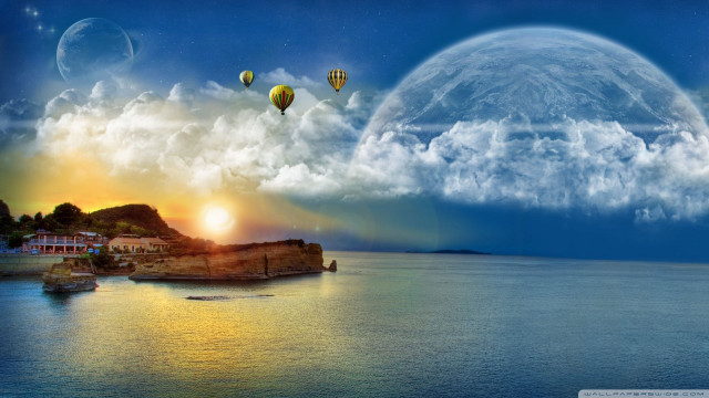Hot air balloons sky water free wallpaper - medium preview image
