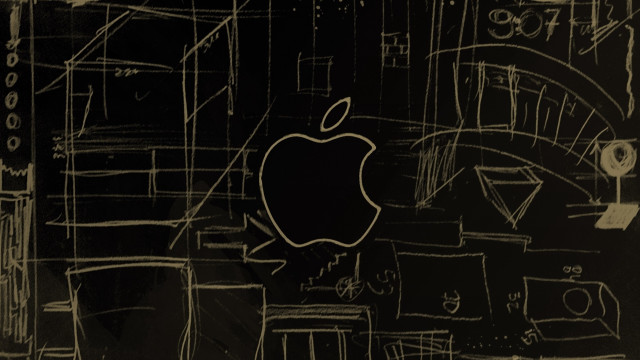 Apple blackboard drawing black background free wallpaper - medium preview image