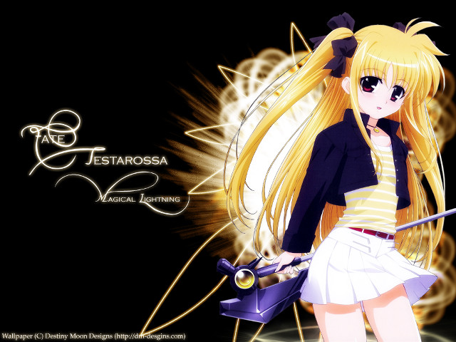 Anime girl blonde sword purple free wallpaper - medium preview image