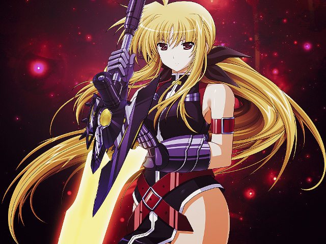 Anime girl gun space background free wallpaper - medium preview image