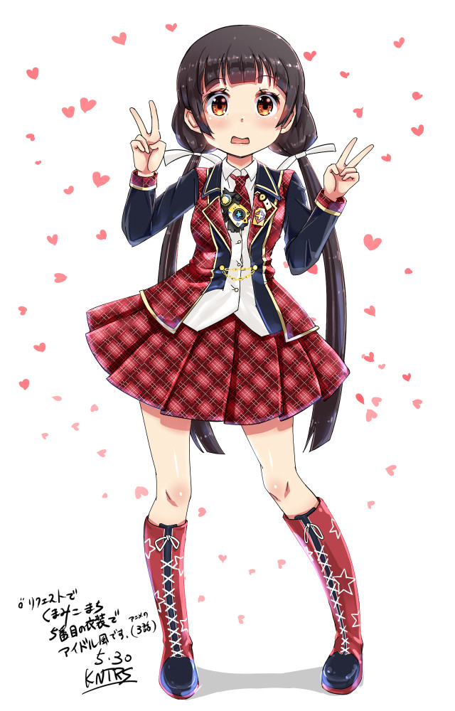Girl school uniform peace sign free wallpaper - medium preview image