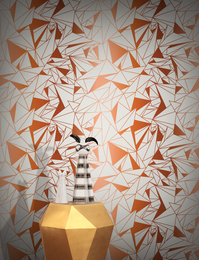 Vase bird wall geometric pattern free wallpaper - medium preview image