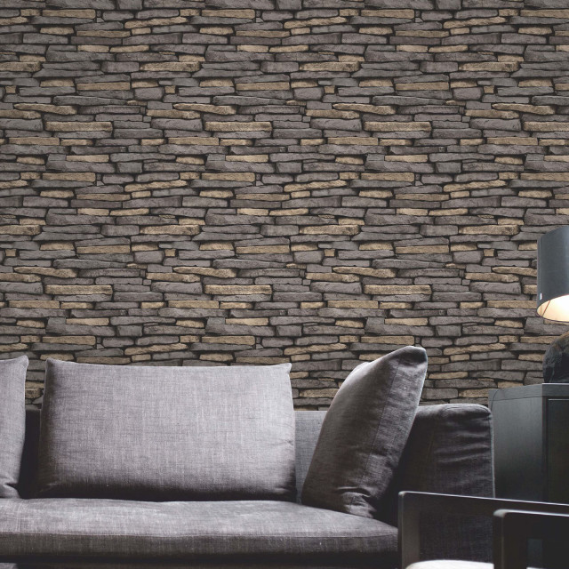 Couch lamp room stone wall free wallpaper - medium preview image