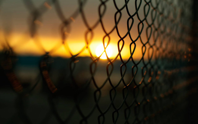 Sunset chain link fence building free wallpaper - medium preview image