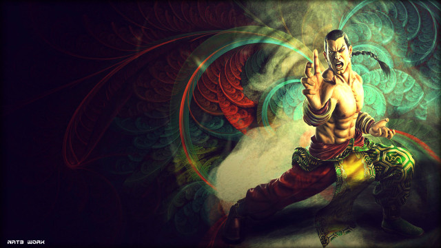 Man sword bird background swirly free wallpaper for desktop - medium preview image
