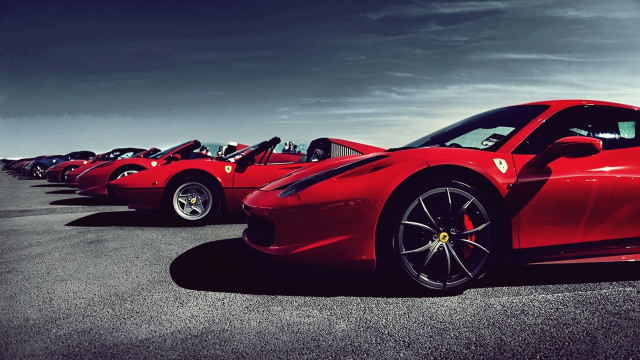 Red sports cars parking lot #2 free wallpaper - medium preview image