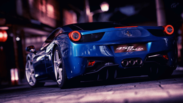 Blue sports car night parking free wallpaper - medium preview image
