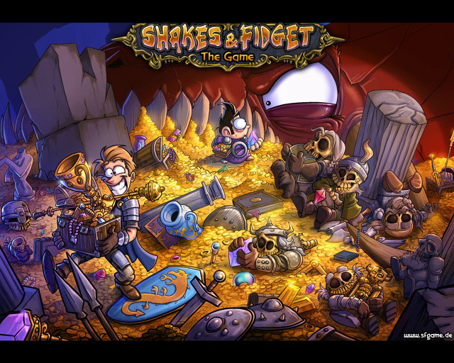 Cartoon people room gold pile free wallpaper - medium preview image