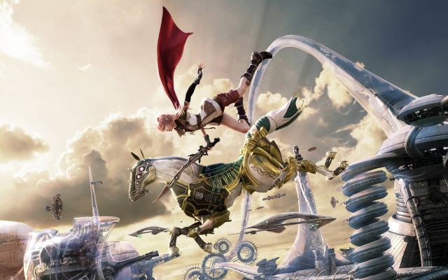 Woman costume flying city sculpture free wallpaper - medium preview image