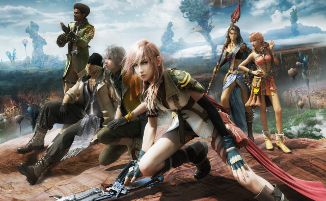 Anime characters sitting rock field free wallpaper - medium preview image