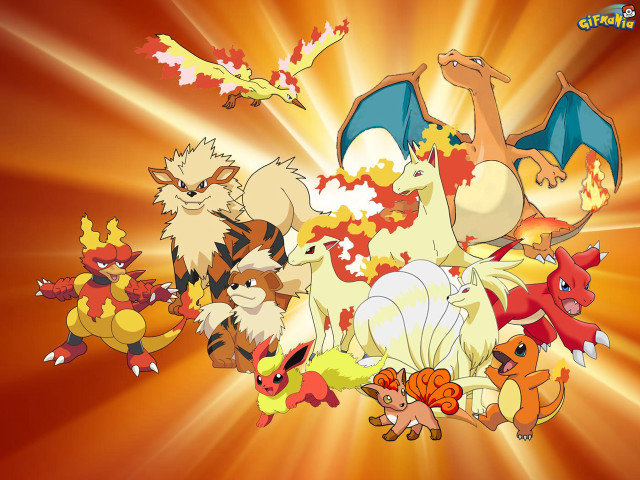 Pokemon starters fire autumn sunset free wallpaper - medium preview image