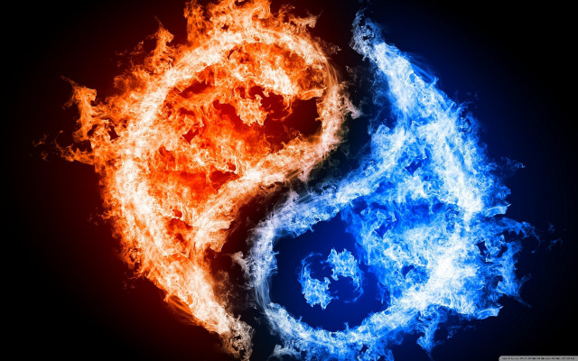 Fire ice yin yang blue #2 free wallpaper - medium preview image