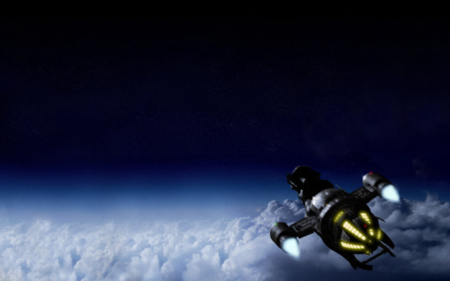 Space ship clouds yellow light free wallpaper - medium preview image