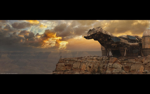 Large structure rocky cliff sky free wallpaper - medium preview image