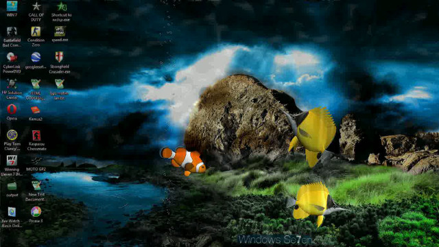 Computer screen fish rock clouds free wallpaper - medium preview image